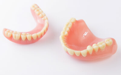 full dentures lying on a table